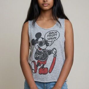 Rare Vintage Mickey Mouse Back From Spain Soccer Hooligan Bootleg 90s Tank Top